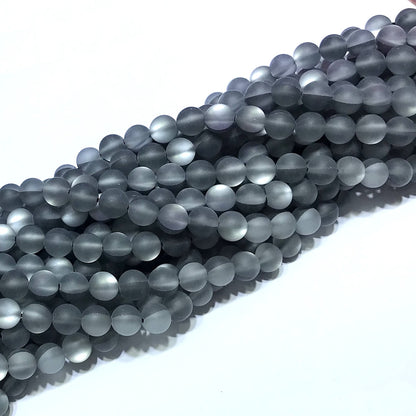 CMS355 Synthetic Moonstone Beads Matte Round 6mm 15" Strand