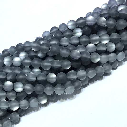 CMS356 Synthetic Moonstone Beads Matte Round 8mm 15" Strand