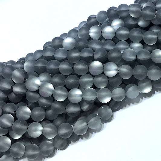 CMS357 Synthetic Moonstone Beads Matte Round 10mm 15" Strand