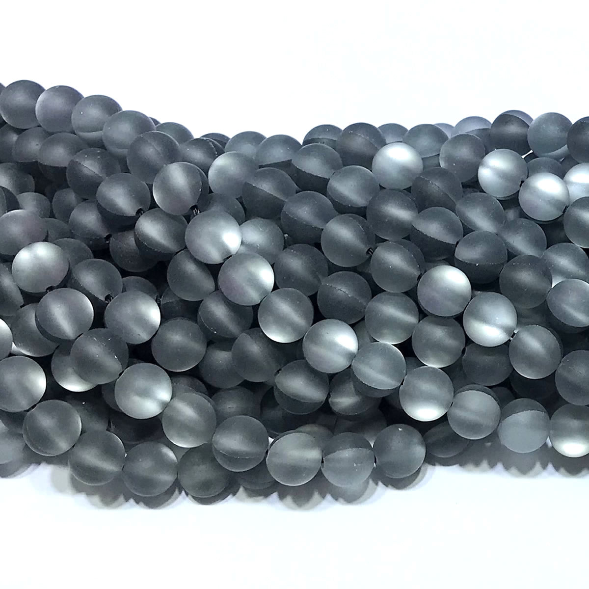 CMS357 Synthetic Moonstone Beads Matte Round 10mm 15" Strand