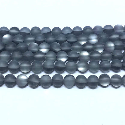 CMS357 Synthetic Moonstone Beads Matte Round 10mm 15" Strand