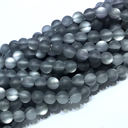 CMS358 Synthetic Moonstone Beads Matte Round 12mm 15" Strand