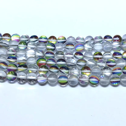 CMS361 Synthetic Moonstone Beads Smooth Round 8mm 15" Strand