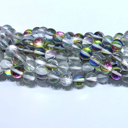 CMS362 Synthetic Moonstone Beads Smooth Round 10mm 15" Strand