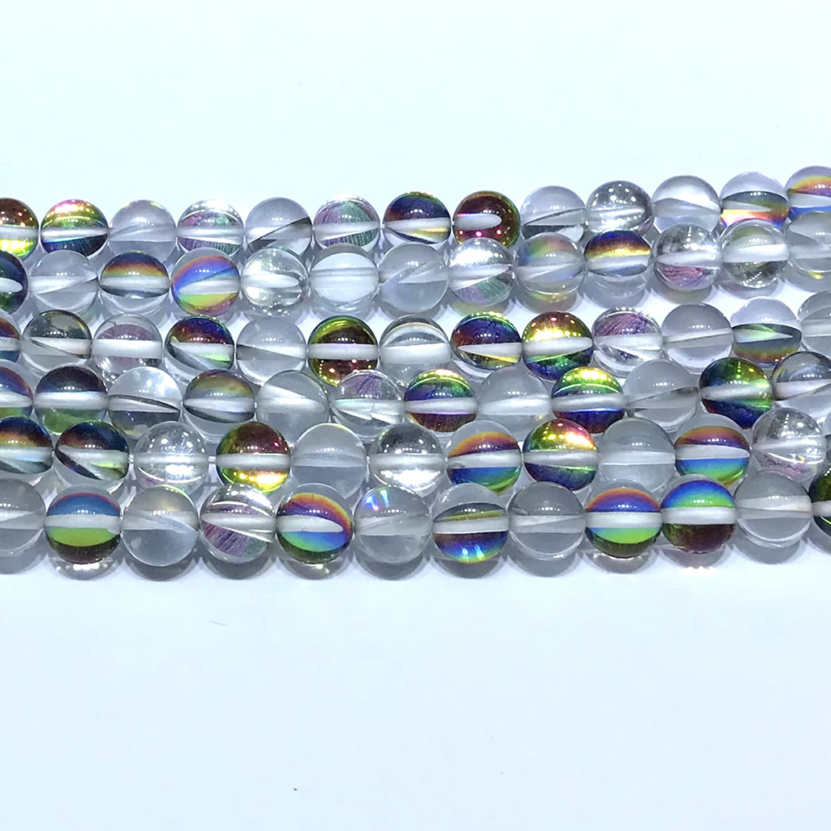 CMS362 Synthetic Moonstone Beads Smooth Round 10mm 15" Strand