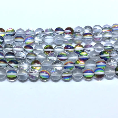 CMS362 Synthetic Moonstone Beads Smooth Round 10mm 15" Strand