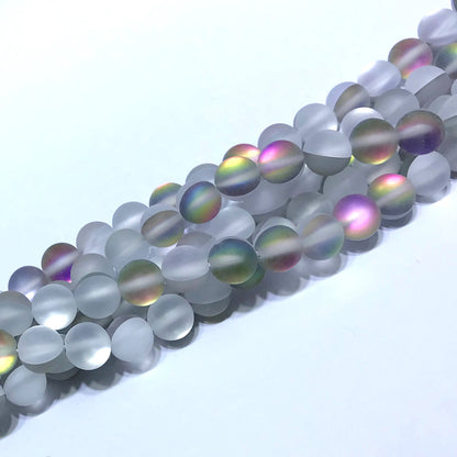 CMS365 Synthetic Moonstone Beads Matte Round 6mm 15" Strand