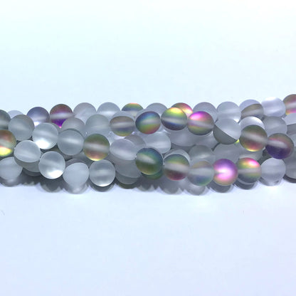 CMS365 Synthetic Moonstone Beads Matte Round 6mm 15" Strand