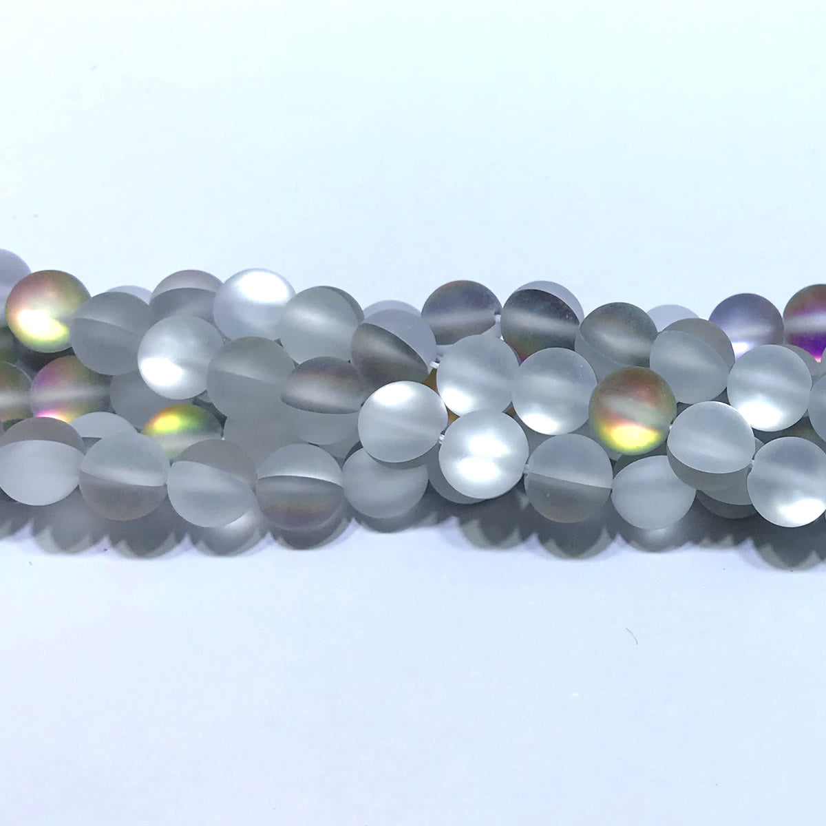 CMS367 Synthetic Moonstone Beads Matte Round 10mm 15" Strand