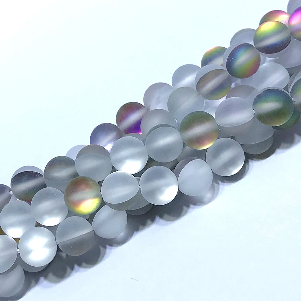 CMS368 Synthetic Moonstone Beads Matte Round 12mm 15" Strand