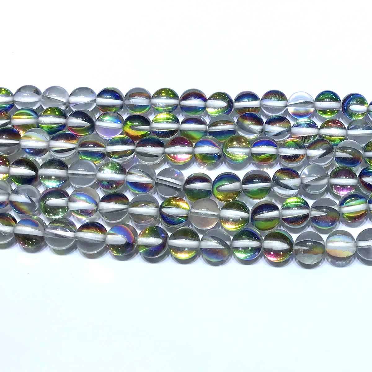 CMS370 Synthetic Moonstone Beads Smooth Round 6mm 15" Strand