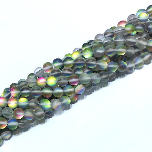 CMS375 Synthetic Moonstone Beads Matte Round 6mm 15" Strand