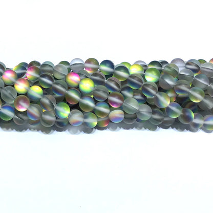 CMS375 Synthetic Moonstone Beads Matte Round 6mm 15" Strand