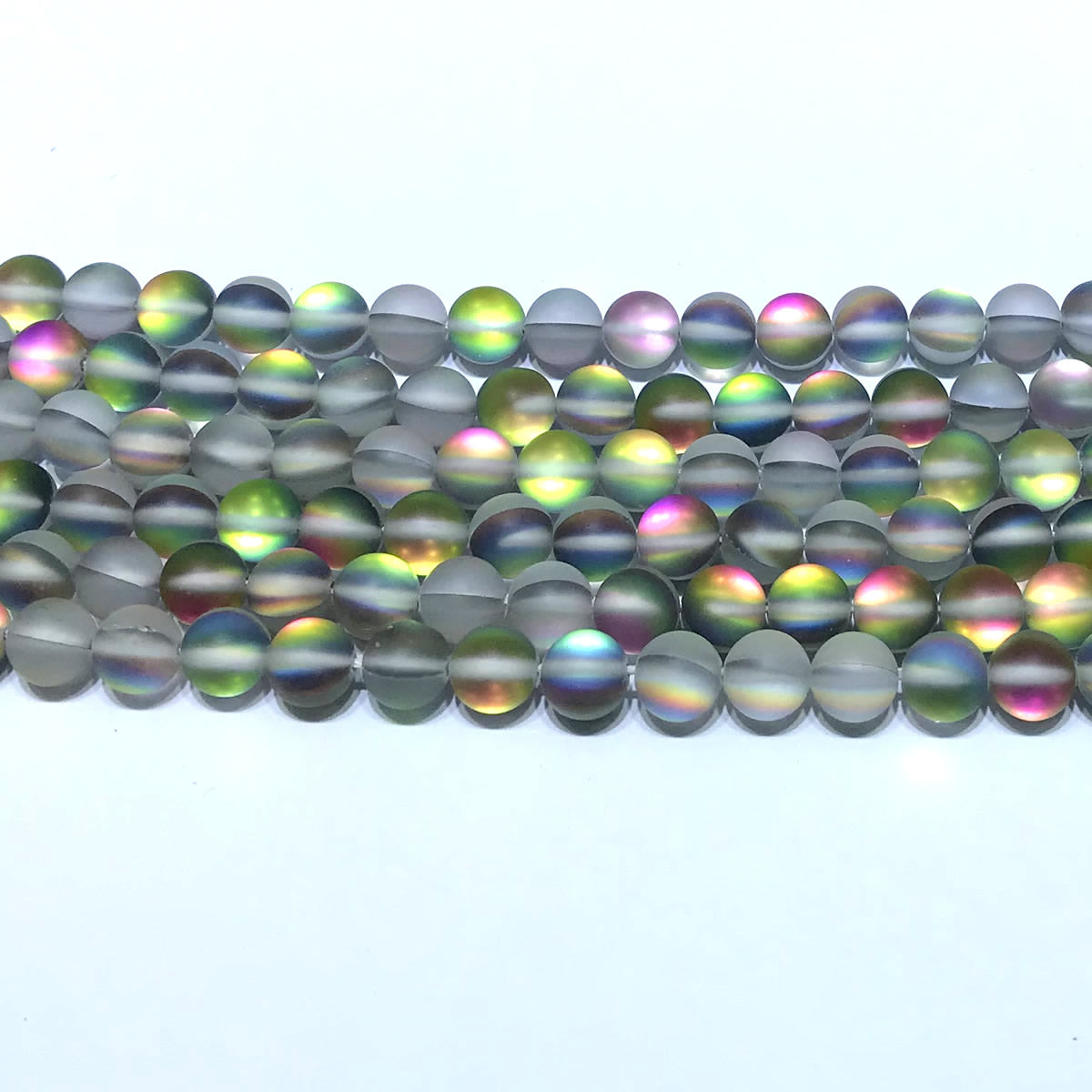 CMS375 Synthetic Moonstone Beads Matte Round 6mm 15" Strand