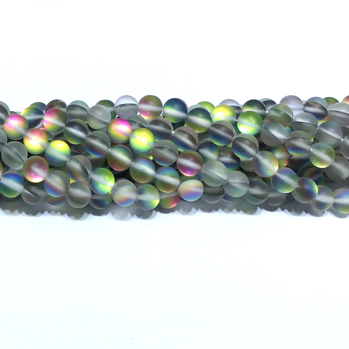 CMS376 Synthetic Moonstone Beads Matte Round 8mm 15" Strand