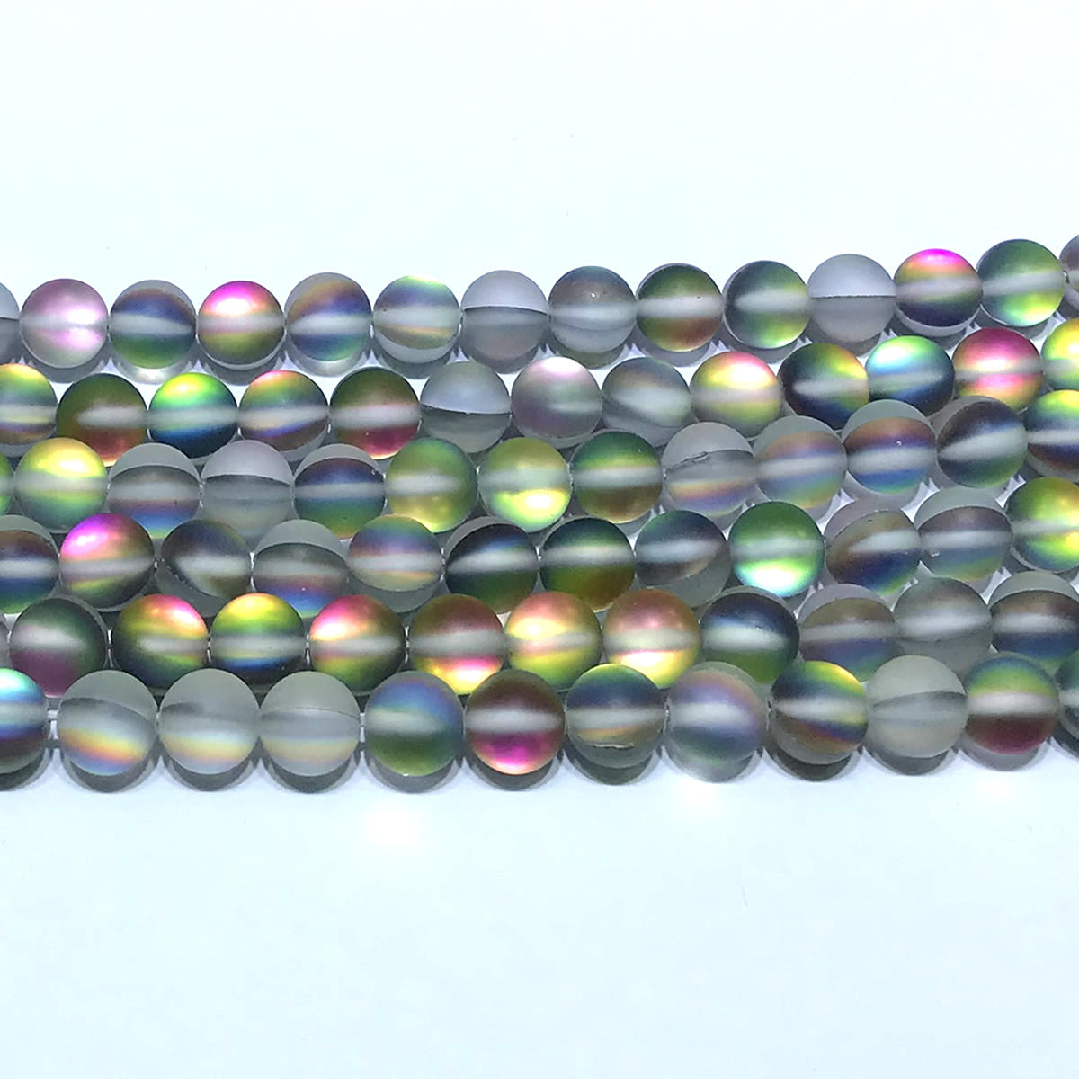 CMS377 Synthetic Moonstone Beads Matte Round 10mm 15" Strand