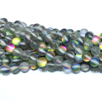 CMS378 Synthetic Moonstone Beads Matte Round 12mm 15" Strand