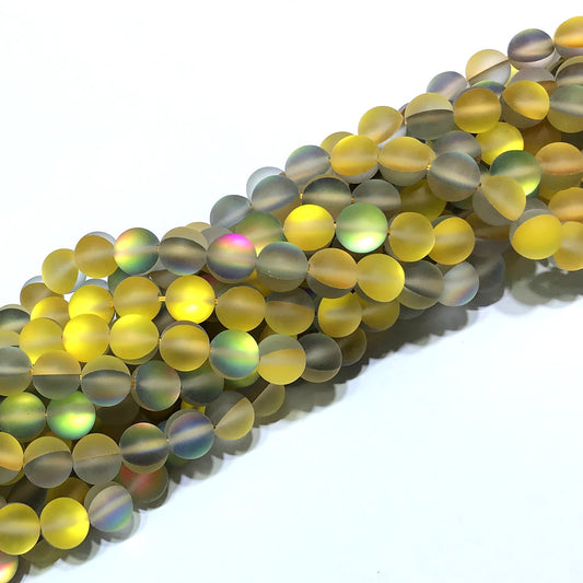 CMS385 Synthetic Moonstone Beads Matte Round 6mm 15" Strand