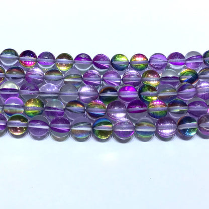 CMS392 Synthetic Moonstone Beads Smooth Round 10mm 15" Strand