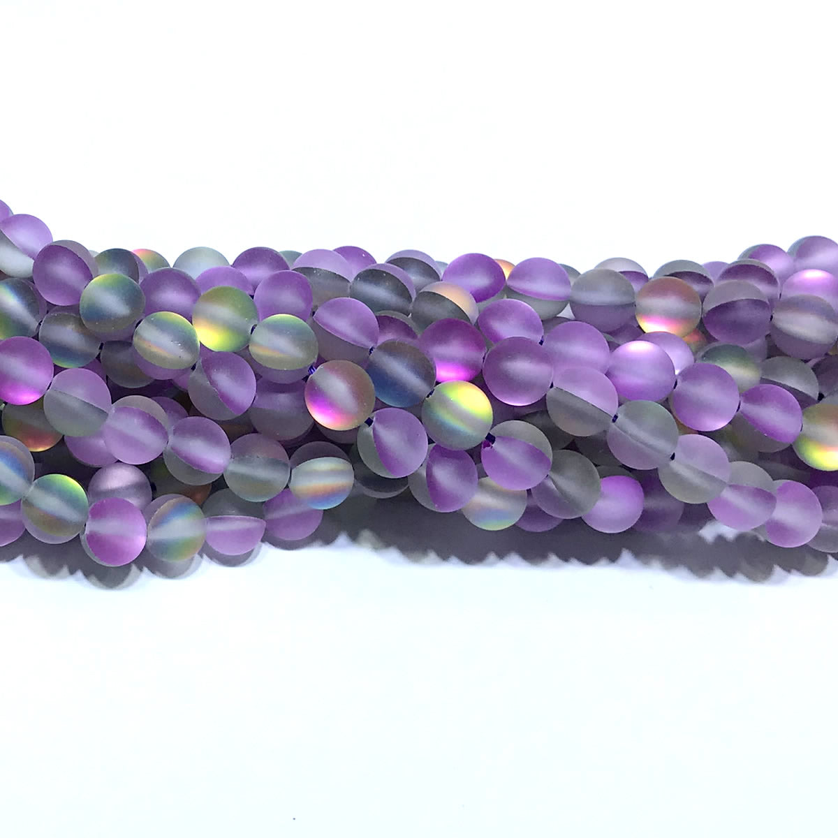 CMS395 Synthetic Moonstone Beads Matte Round 6mm 15" Strand