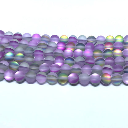 CMS395 Synthetic Moonstone Beads Matte Round 6mm 15" Strand