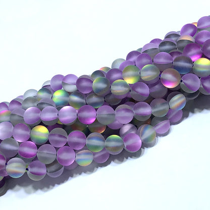 CMS397 Synthetic Moonstone Beads Matte Round 10mm 15" Strand