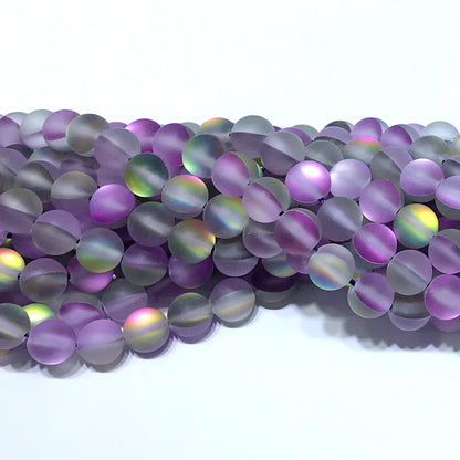 CMS397 Synthetic Moonstone Beads Matte Round 10mm 15" Strand