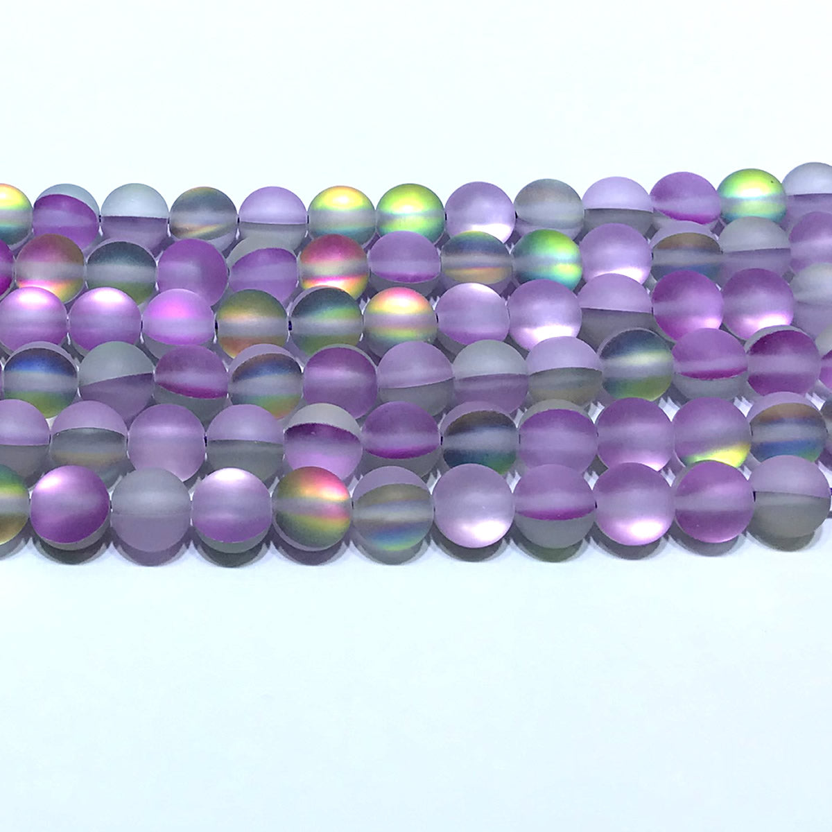 CMS397 Synthetic Moonstone Beads Matte Round 10mm 15" Strand