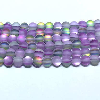 CMS398 Synthetic Moonstone Beads Matte Round 12mm 15" Strand