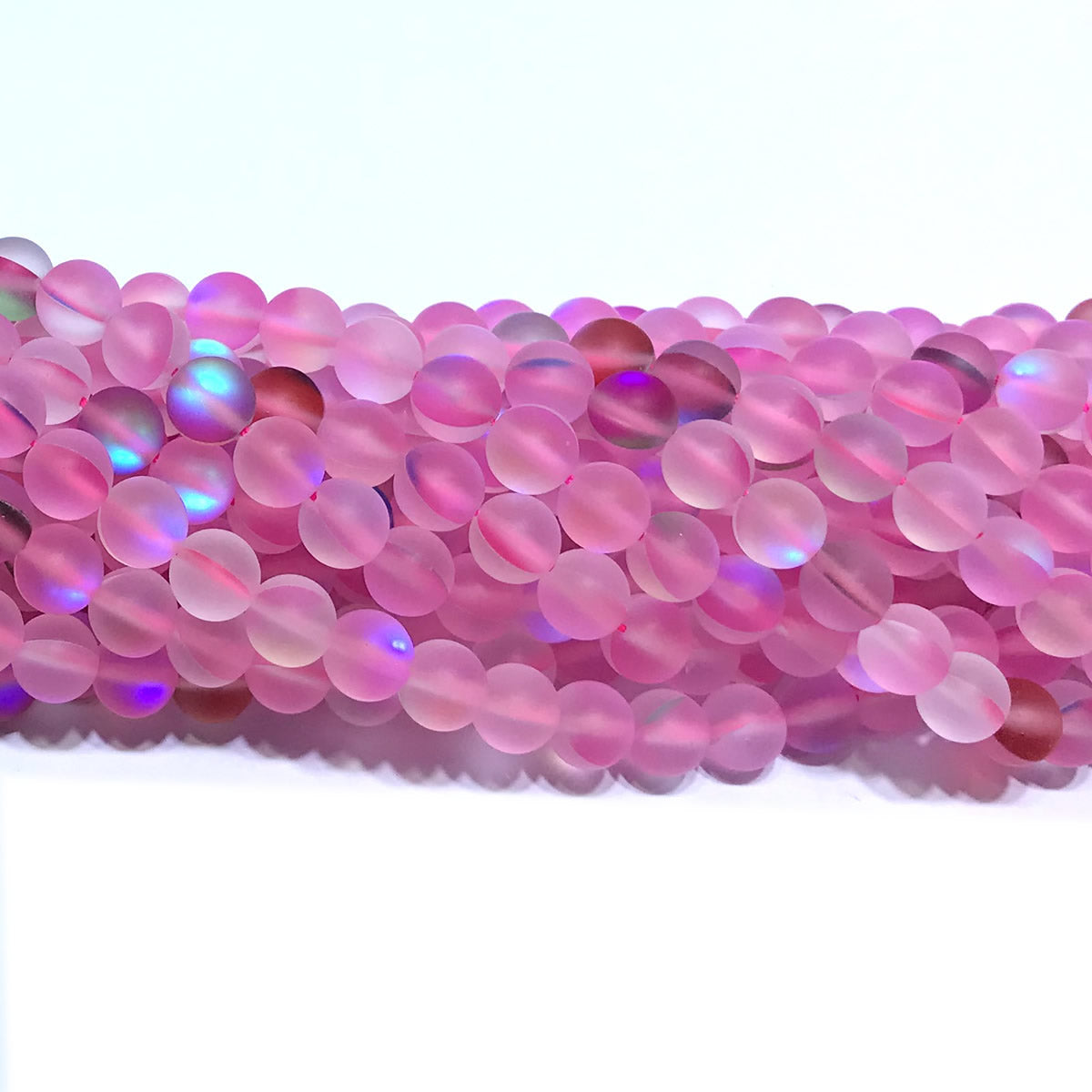 CMS400 Synthetic Moonstone Beads Matte Round 6mm 15" Strand