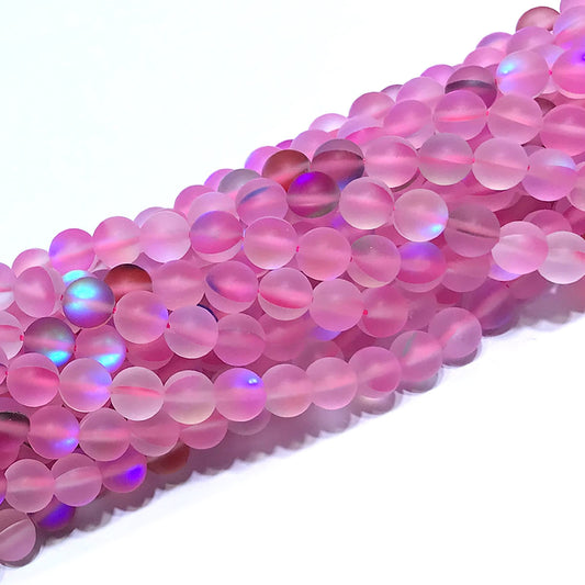 CMS402 Synthetic Moonstone Beads Matte Round 10mm 15" Strand