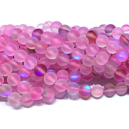 CMS402 Synthetic Moonstone Beads Matte Round 10mm 15" Strand