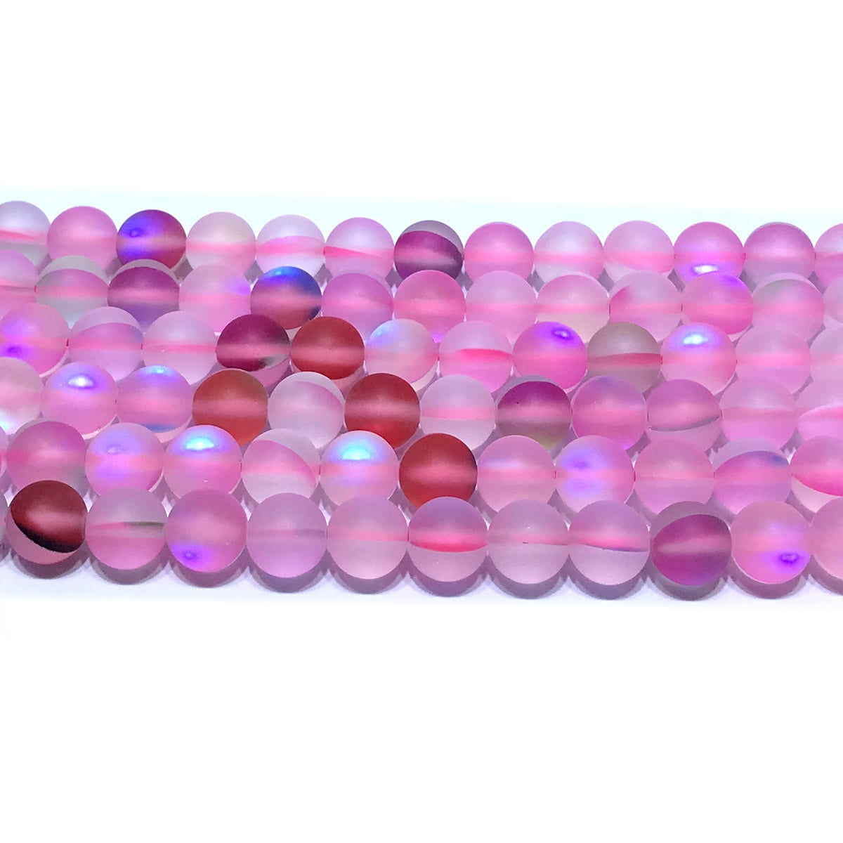 CMS402 Synthetic Moonstone Beads Matte Round 10mm 15" Strand