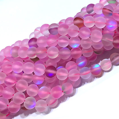 CMS403 Synthetic Moonstone Beads Matte Round 12mm 15" Strand