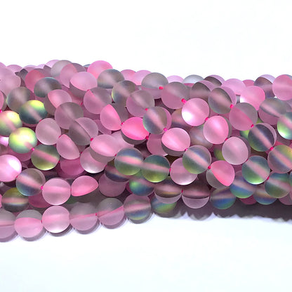 CMS417 Synthetic Moonstone Beads Matte Round 10mm 15" Strand