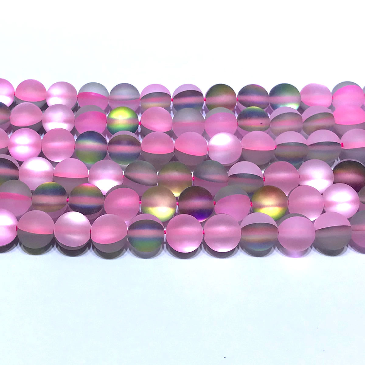 CMS417 Synthetic Moonstone Beads Matte Round 10mm 15" Strand