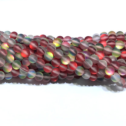 CMS426 Synthetic Moonstone Beads Matte Round 8mm 15" Strand