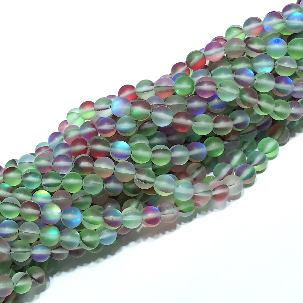 CMS430 Synthetic Moonstone Beads Matte Round 6mm 15" Strand