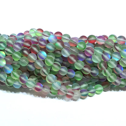 CMS430 Synthetic Moonstone Beads Matte Round 6mm 15" Strand