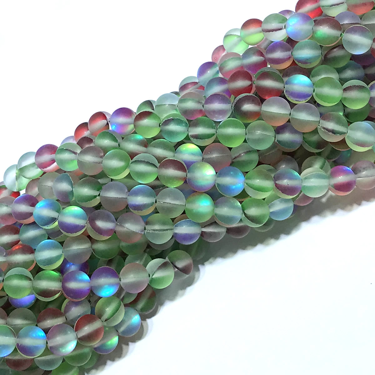 CMS431 Synthetic Moonstone Beads Matte Round 8mm 15" Strand