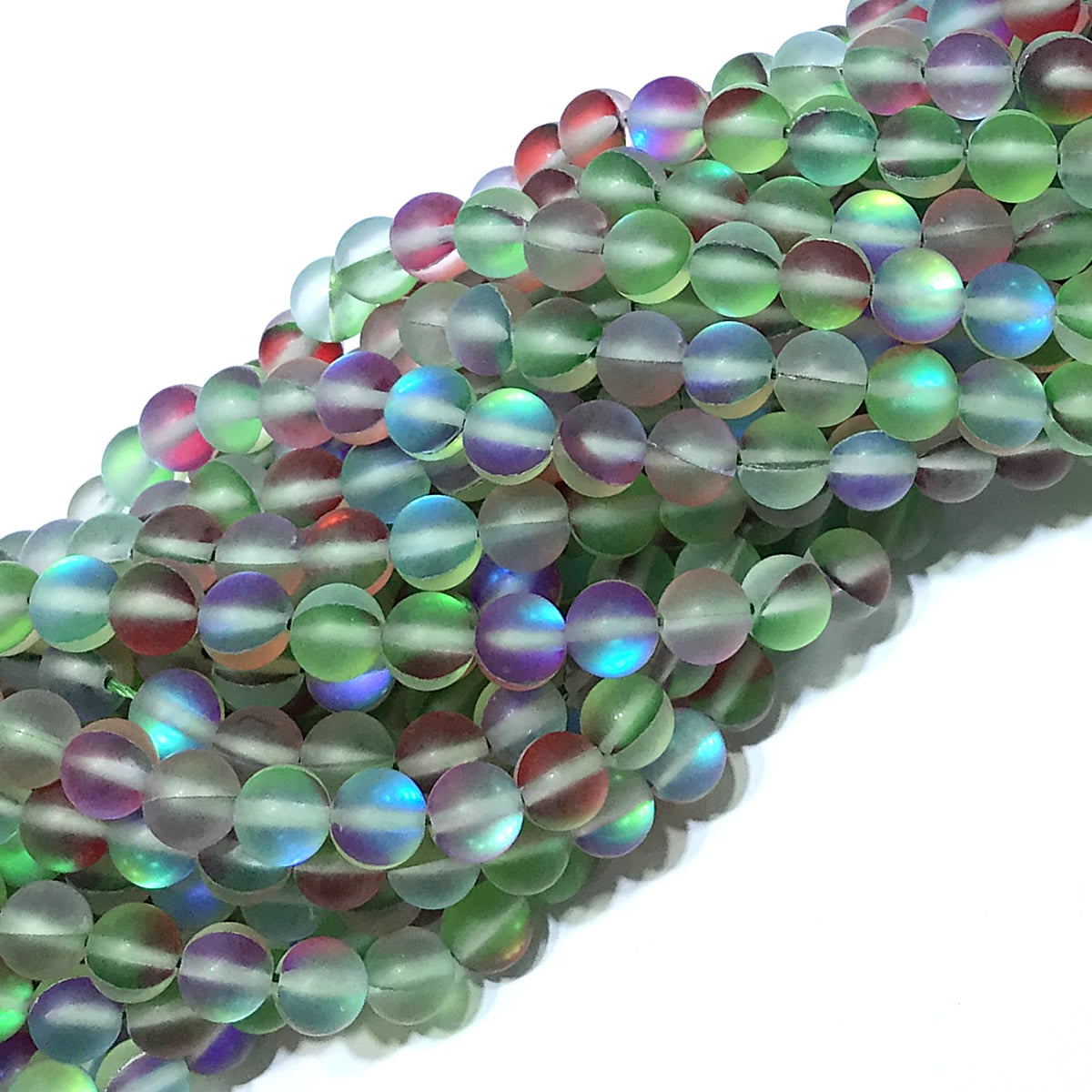 CMS432 Synthetic Moonstone Beads Matte Round 10mm 15" Strand