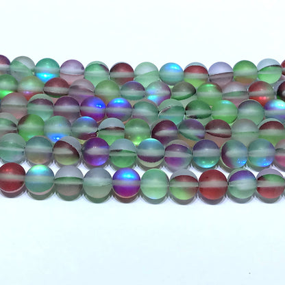 CMS432 Synthetic Moonstone Beads Matte Round 10mm 15" Strand