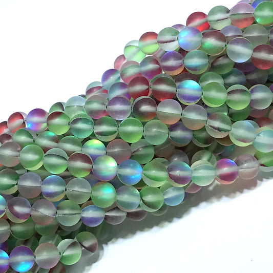 CMS433 Synthetic Moonstone Beads Matte Round 12mm 15" Strand