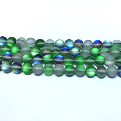 CMS446 Synthetic Moonstone Beads Matte Round 8mm 15" Strand