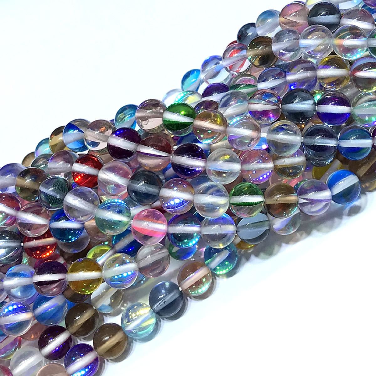 CMS453 Synthetic Moonstone Beads Smooth Round 12mm 15" Strand