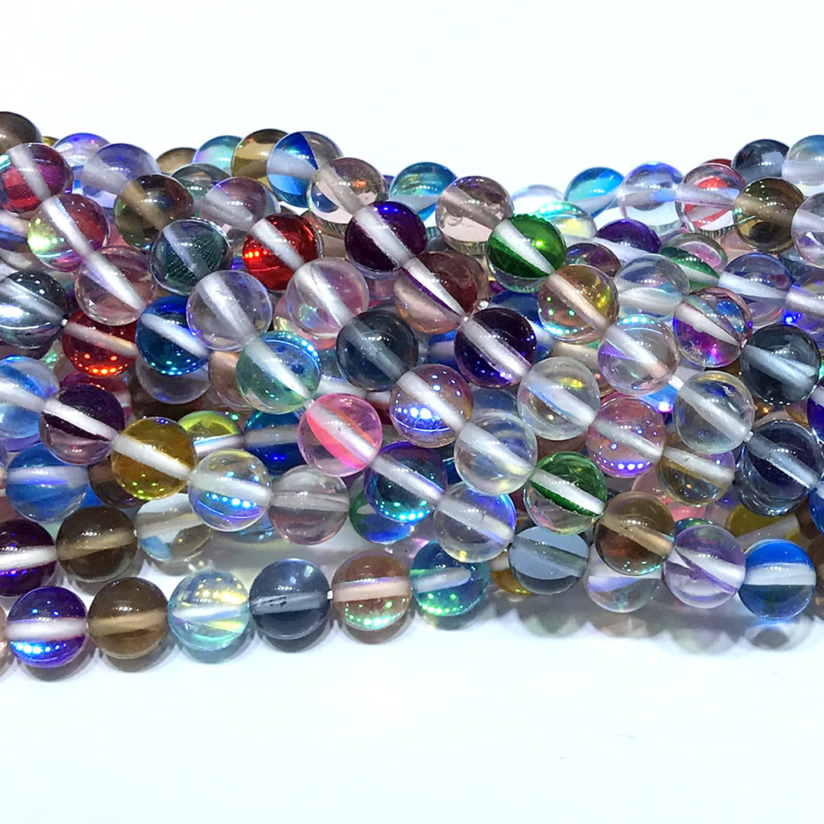 CMS453 Synthetic Moonstone Beads Smooth Round 12mm 15" Strand