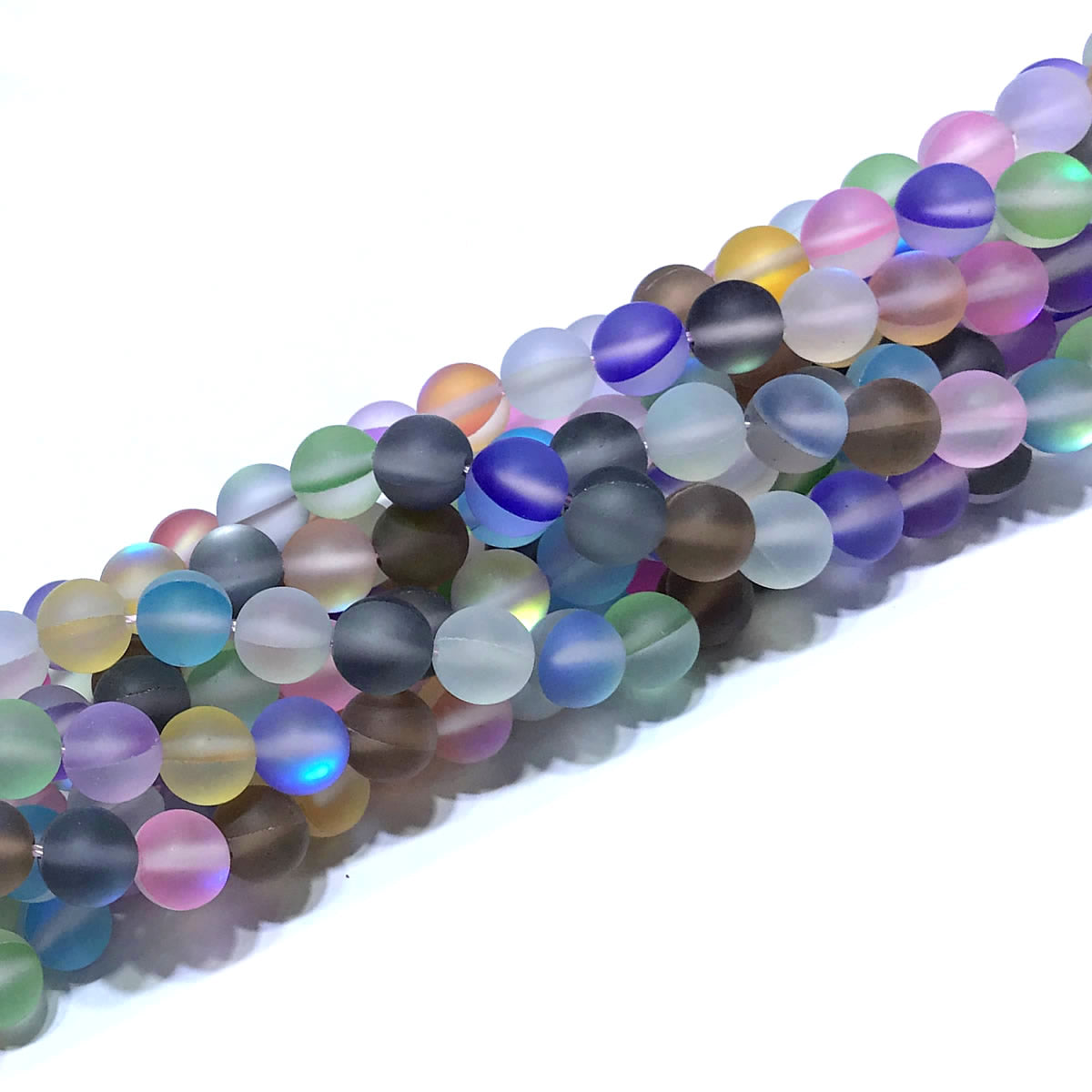 CMS455 Synthetic Moonstone Beads Matte Round 6mm 15" Strand