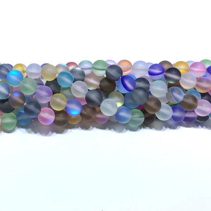 CMS455 Synthetic Moonstone Beads Matte Round 6mm 15" Strand