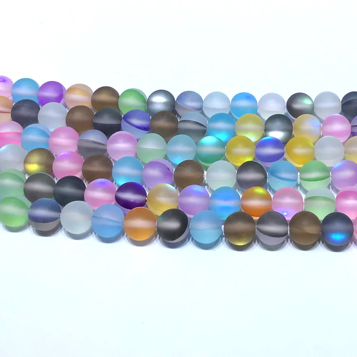 CMS455 Synthetic Moonstone Beads Matte Round 6mm 15" Strand