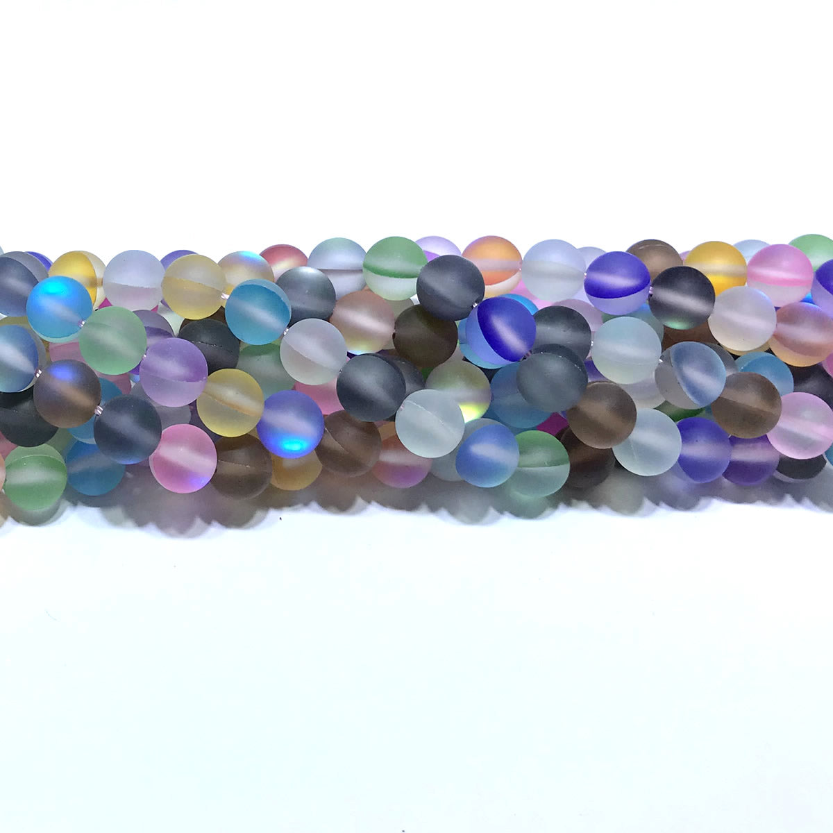 CMS456 Synthetic Moonstone Beads Matte Round 8mm 15" Strand